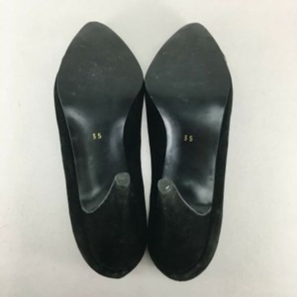 Yves Saint Laurent Black Silver Suede Almond Toe